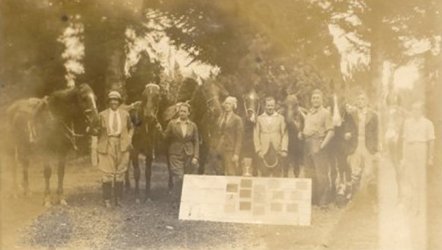 Dorothy (far left) with unknown riders