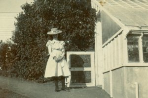 Dorothy in the garden at Olveston