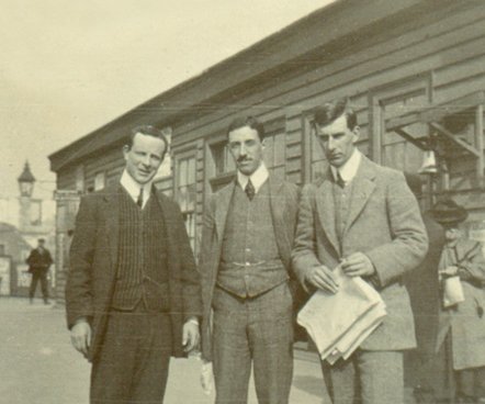Edward (centre) with friends